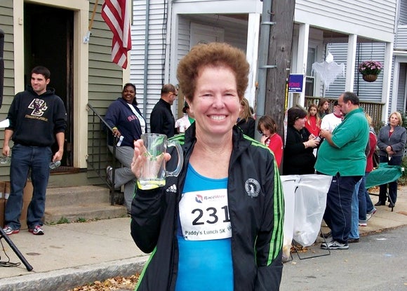 Mom mom holding her "trophy."