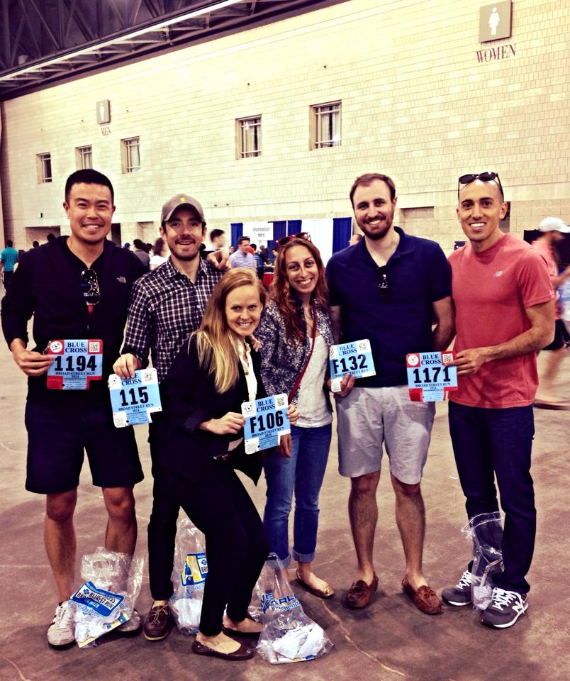 Pre-Board Street Run. Looking happy at bib pickup!