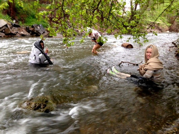 Nature's ice bath: Jump into some cold water with your friends after a run.