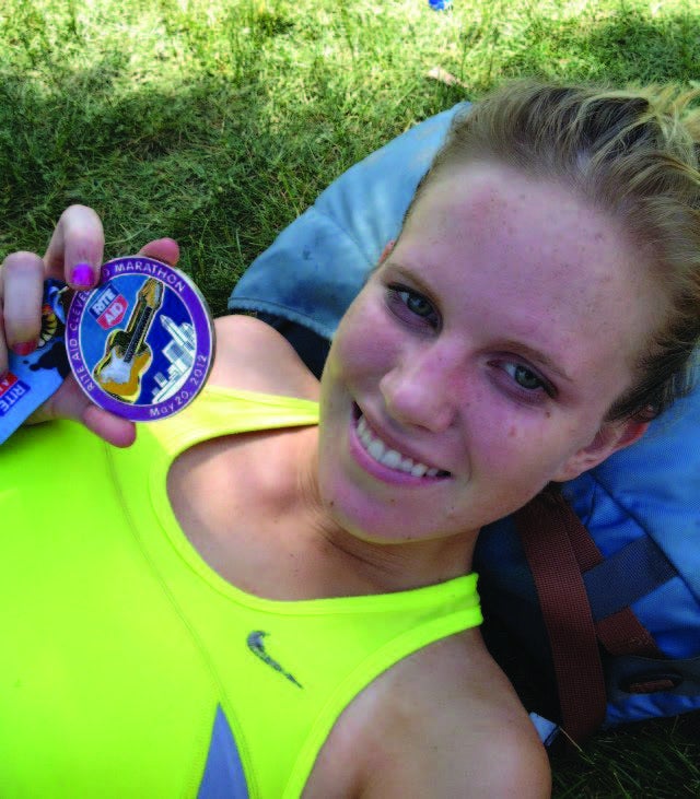 Getting horizontal after the Cleveland Marathon in 2012.