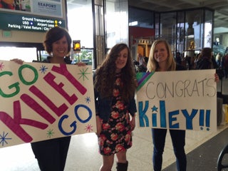 Editor-in-chief Jessie Sebor, right, and managing editor Nicki Miller welcome Kiley Lyall to San Diego for the cover runner photo shoot this week.