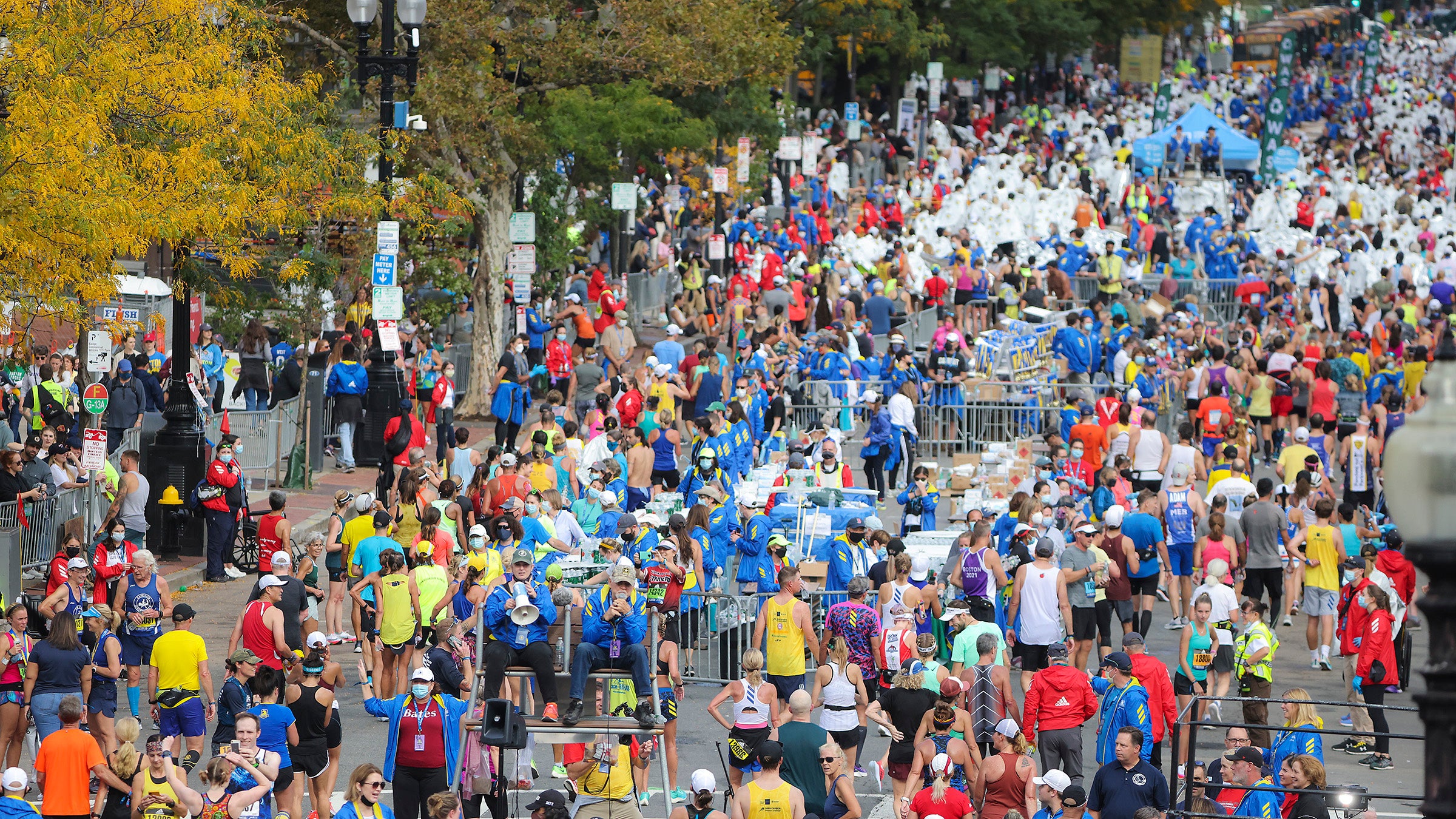 Boston Marathon runners after the race