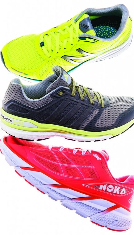New Balance Pace Vazee, Adidas Supernova Sequence Boost 8, and Hoka One One Clifton II