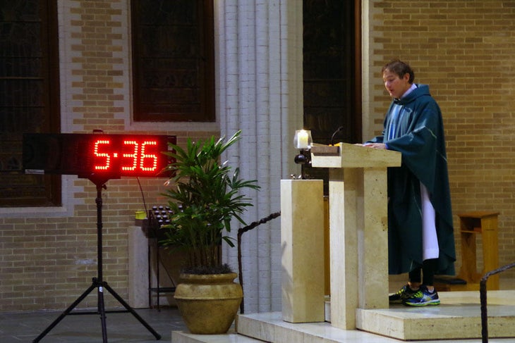 running priest