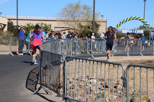 Jackie helping me run to the finish.