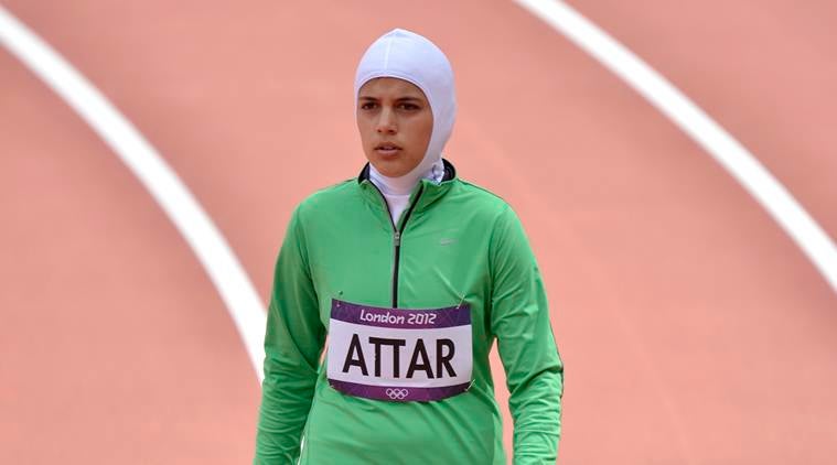FILE -- In this Aug. 8, 2012 file photo, Saudi Arabia's Sarah Attar prepares to compete in a women's 800-meter heat during the athletics in the Olympic Stadium at the 2012 Summer Olympics, London. Saudi Arabia will send four women to the Rio de Janeiro Olympics, doubling its female participation after two females took part in the 2012 London Games for the first time. Two of the athletes will participate in track and field, one in judo and one in fencing, Hosam al-Qurashi, executive director of the Saudi Olympic Committee, told The Associated Press Sunday, July 31, 2016. Among the four is Sarah Attar, who was the first woman from Saudi Arabia to compete in Olympic track and field in 2012. (AP Photo/Martin Meissner, File)
