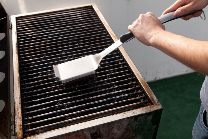 cleaning the grill before use