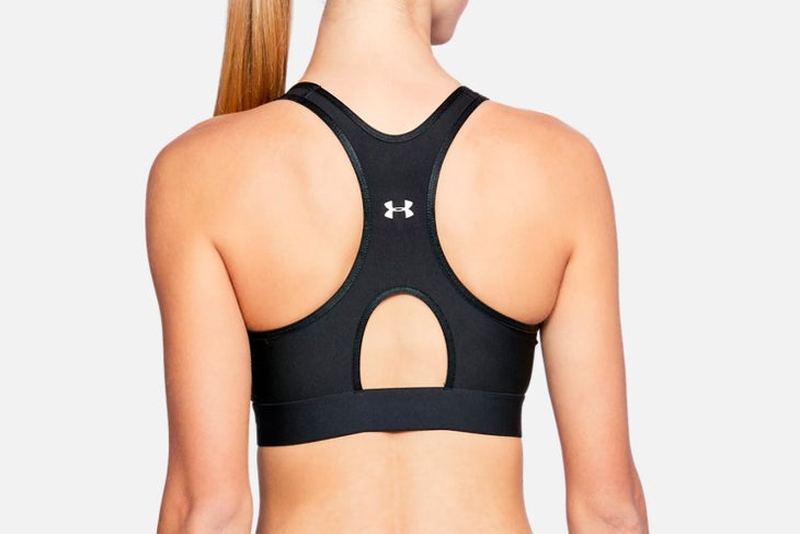 Keyhole back of a UA sports bra