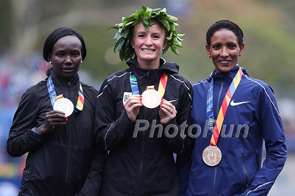 Each of the top three 2017 TCS NYC Marathon finishers will return to race again in 2018. Photo provided by PhotoRun.