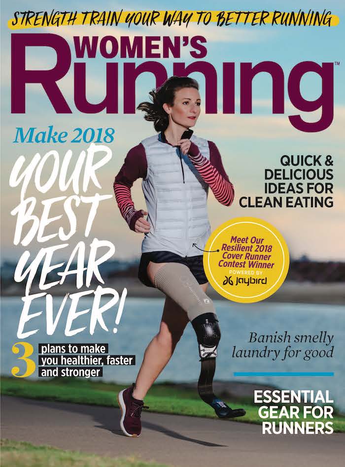 It’s a new year! The Women’s Running January/February issue can help you start 2018 off on the right foot (pun intended). Our “Back to Basics” issue features everything you need to start your running season off of a strong foundation—from a four-week clean-eating plan and strength-training exercises to essential run gear and universal truths about how to run properly. On the cover is Dee Palagi, the winner of our 2018 Cover Runner Contest powered by Jaybird (she is wearing Nike women’s Dry Flash Element Top Half-Zip, Nike women’s Aroloft Vest, Adidas adizero Split Short and Adidas PureBOOST X All Terrain). You can read her powerful story, along with the stories of the other seven finalists, in the “Dare to Dream” feature inside.
With a new year has also come a little refresh of the magazine structure—throughout the issue you’ll see several new pages, which you’ll now see recurring every month. They include things like “Shoe of the Moment,” a page highlighting a sweet new run shoe; “Nutrition Notes,” a page of sports nutrition advice coming from a registered dietitian; and “Running at Every Age,” a page for profiling women runners in all different seasons of life. You’ll still find all the same nutrition, gear, training, injury prevention, racing and wellness advice that you’ve come to expect from Women’s Running magazine—just more of it!
Happy New Year!