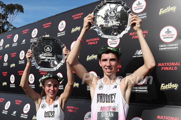 Foot Locker Cross Country National Champions Claudia Lane of Malibu, Calif. and Dylan Jacobs of Orland Park, Ill.