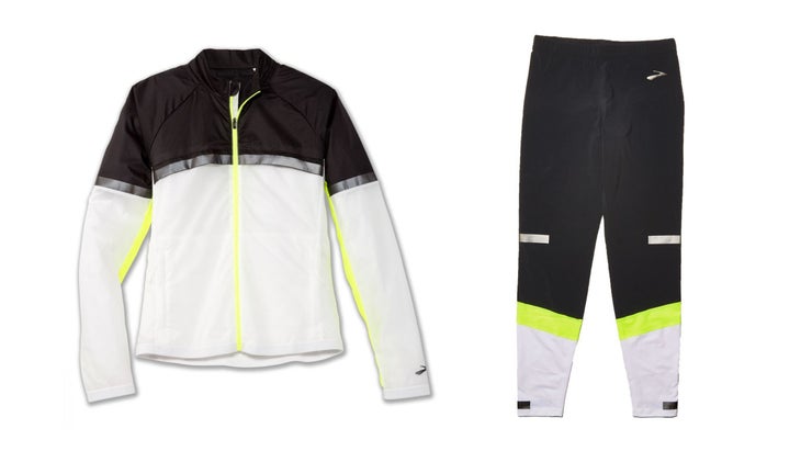White and black jacket with matching pants