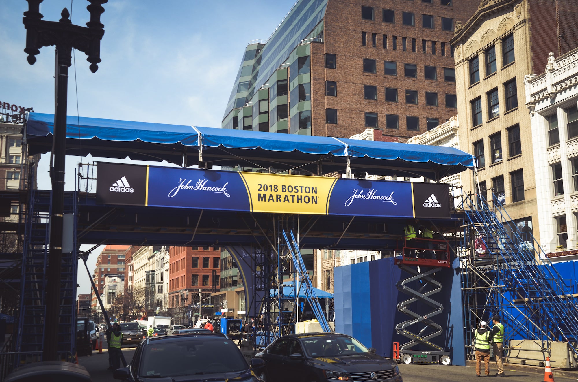 Photo of the Boston Marathon finish line area by ViewPoint By VP / Shutterstock.com.