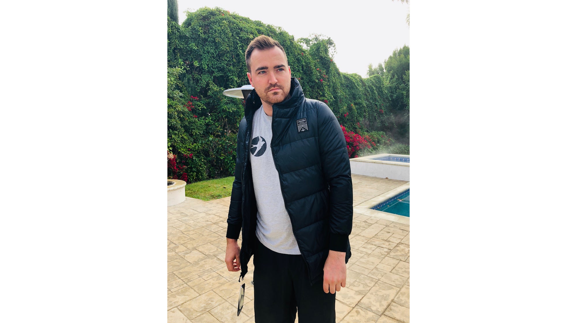 The very first "Boyfriends of Oiselle" post shows Jordan Kutzer wearing 
 girlfriend Rebecca Mehra's Oiselle jacket and was published under the @boyfriendsofoiselle alias on November 18, 2018.