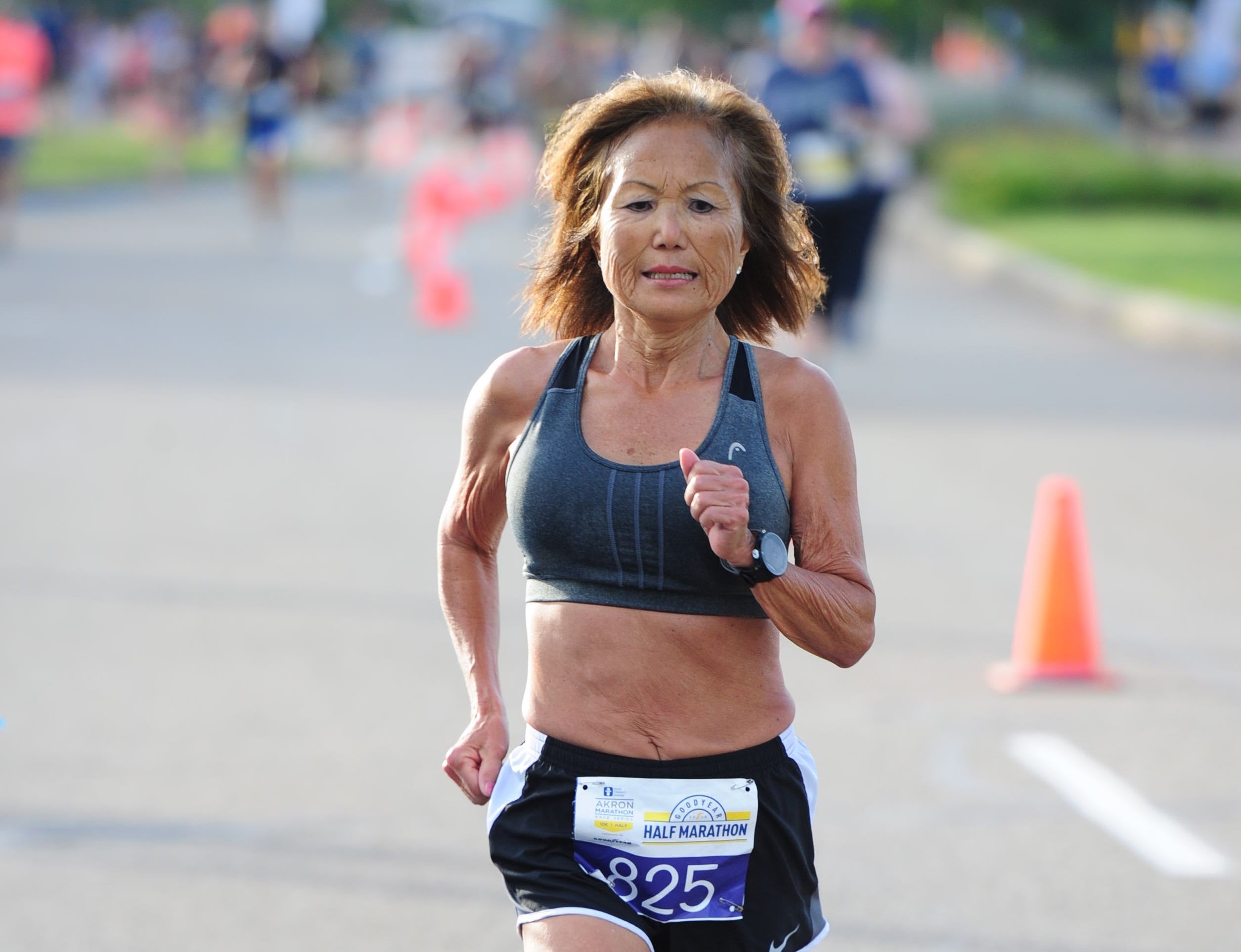 Jeannie Rice, 71, sets a half marathon world record for the 70-plus age group at the 2019 Akron Half Marathon.