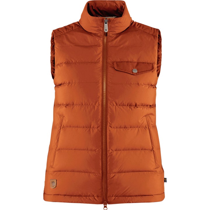 Sustainable activewear puffy vest in orange from Fjallraven