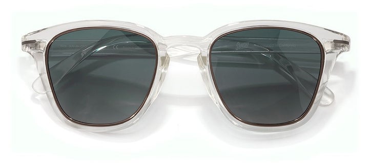 sunglasses with clear frame made from recycled resin