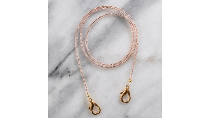 Pink beaded chain with gold clasps