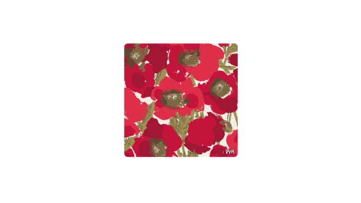 Square with red poppy pattern