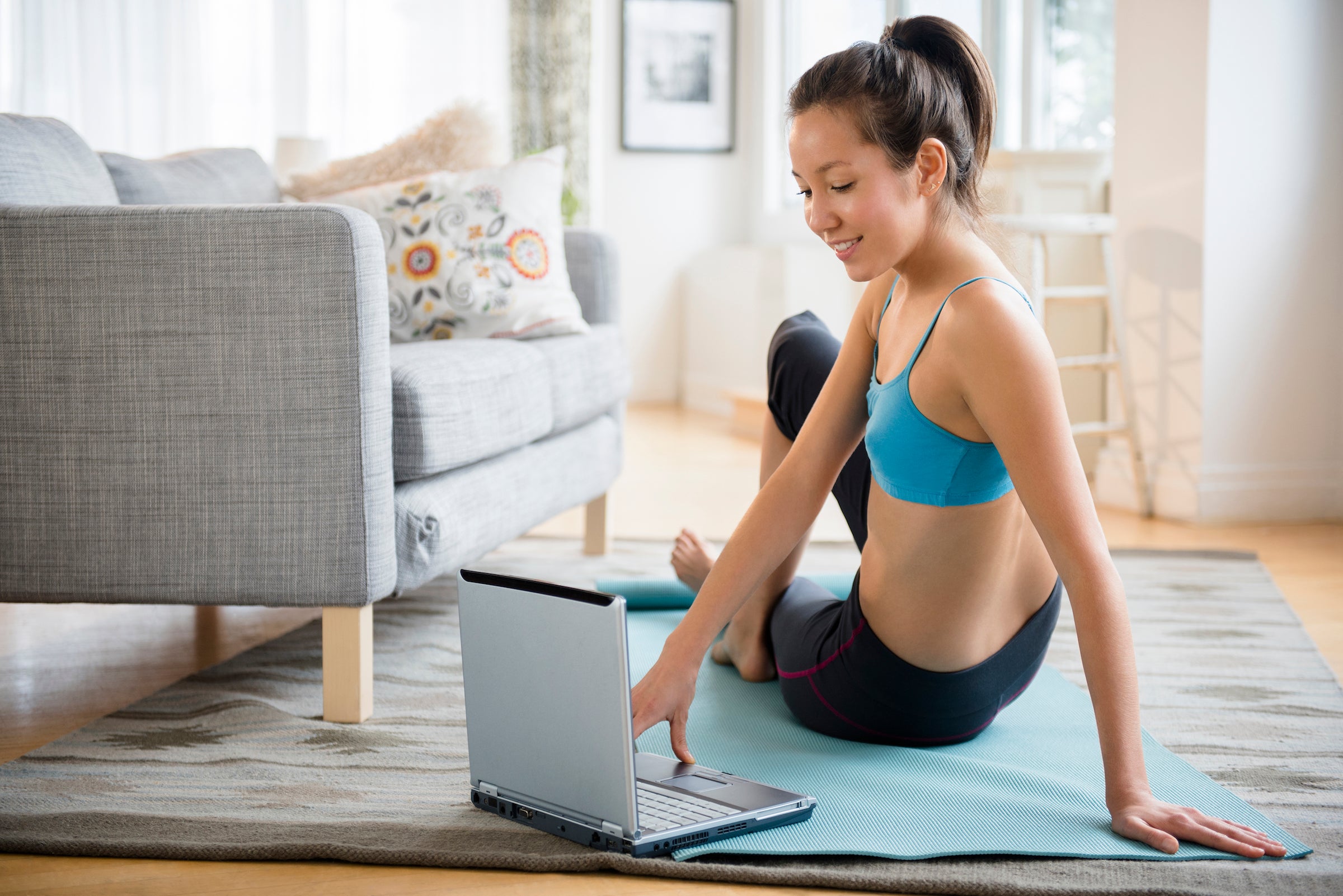 woman doing an at-home workout
