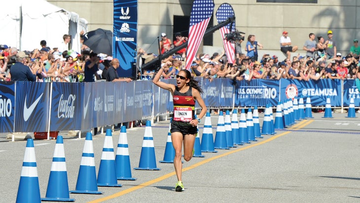 Des Linden at 2016 Olympic Team Trials Marathon