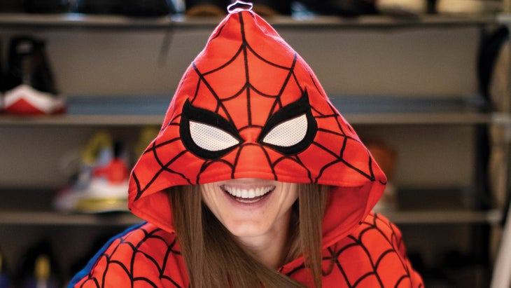Shelby Houlihan wears a Spiderman hoodie