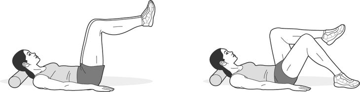 Illustration of woman performing single-leg reverse crunch