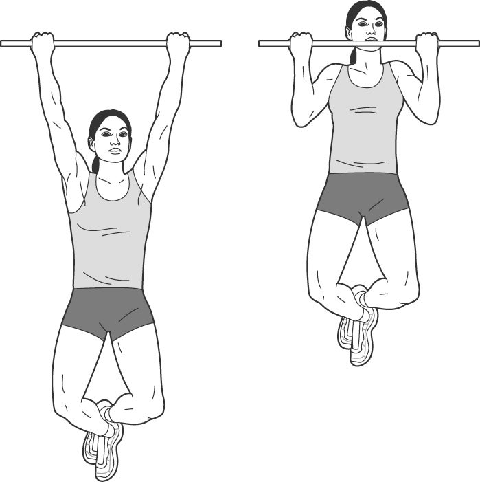 Illustration of woman performing a chin-up