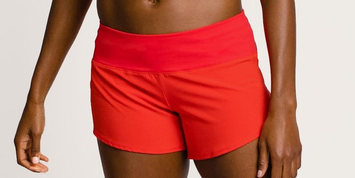 Bright red running shorts