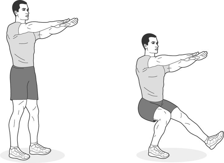 Illustration of man performing a single-leg squat