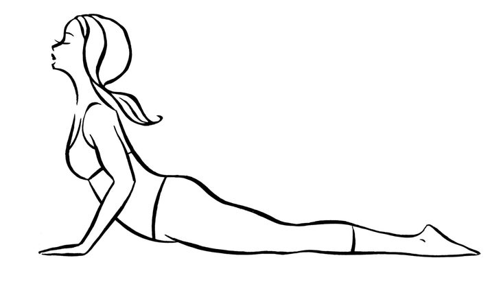 Illustration of a woman doing a cobra lift, which may help with postpartum back pain