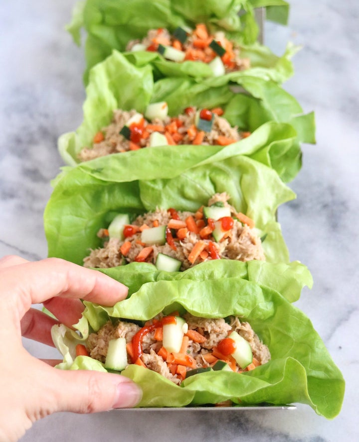 Lettuce wraps are great no-cook recipes to get in protein.
