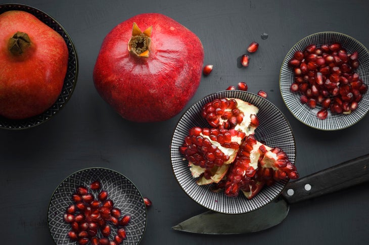 Pomegranates with seeds are in-season when it's cold