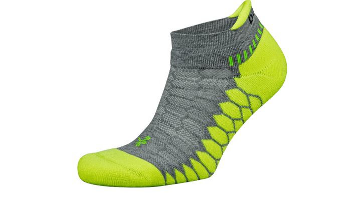 Balega's no-show socks in Grey and Neon Lime combine the two Pantone Colors of the Year 2021