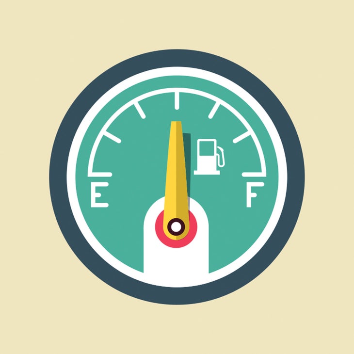 Illustration of a fuel gauge at half full