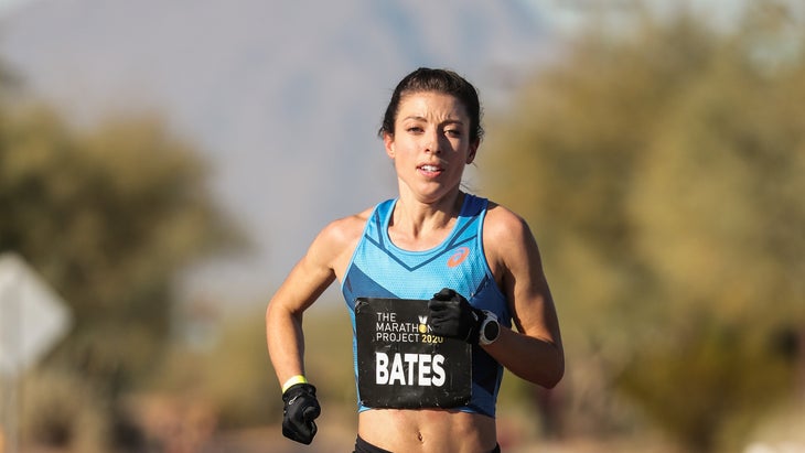 Emma Bates running in The Marathon Project elite-only marathon road race