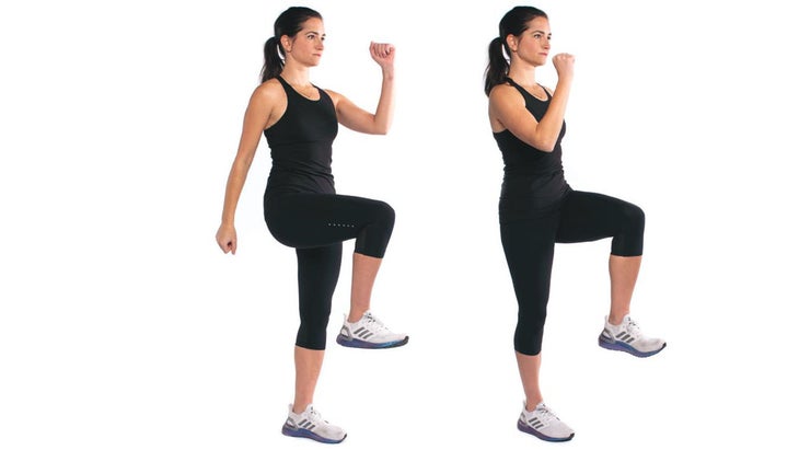 Woman demonstrating March And Hold Glute Activation
