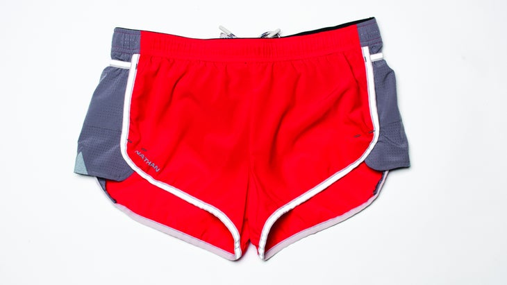 Red running shorts
