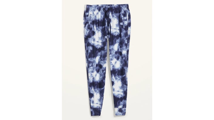 Blue and white tie-dye pants
