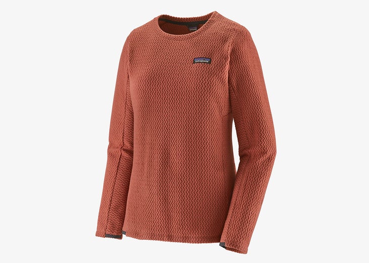 long sleeve microfleece in a rust color from Patagonia