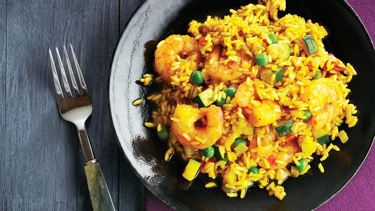 shrimp-and-vegetable-paella-with-saffron