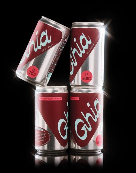 four cans of Ghia Le Spritz nonalcoholic drink