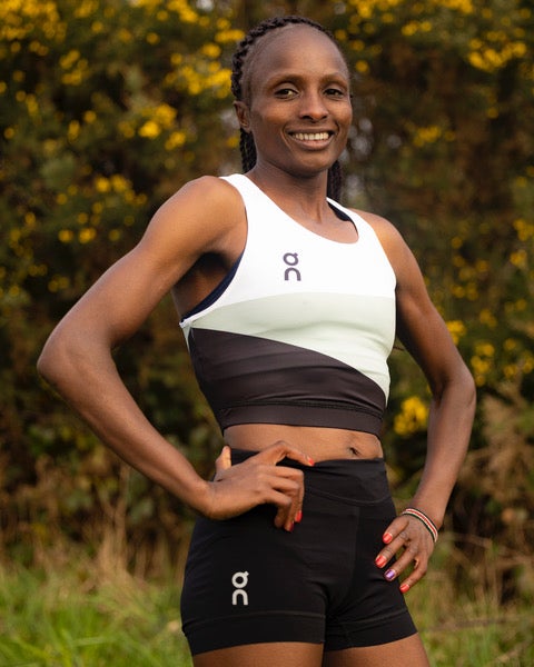 Hellen Obiri wearing On running gear, her new sponsor