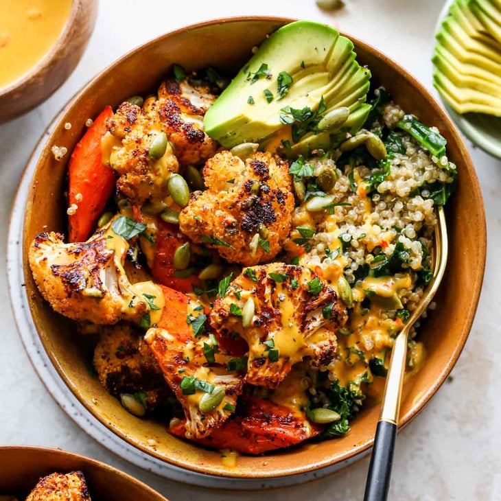 roasted veggie glow bowls are a perfect recipe for spring