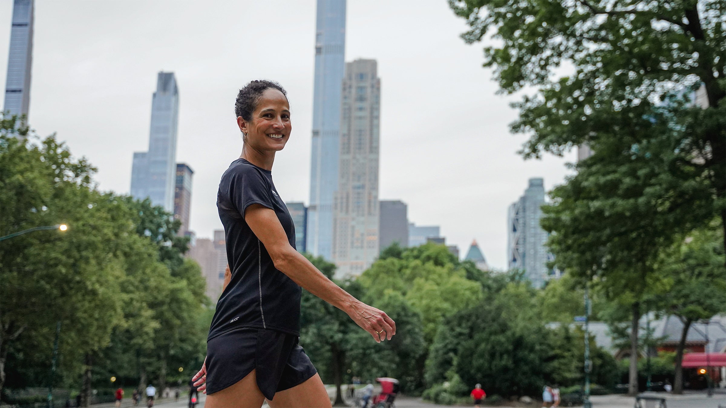 Nnenna Lynch, new NYRR chairwoman nominee, with the backdrop of the NYC skyline