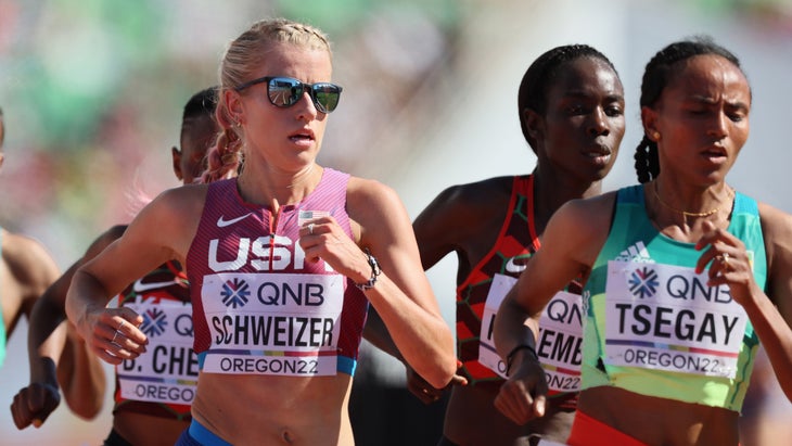 Karissa Schweizer during the 5000m heats at the world champs