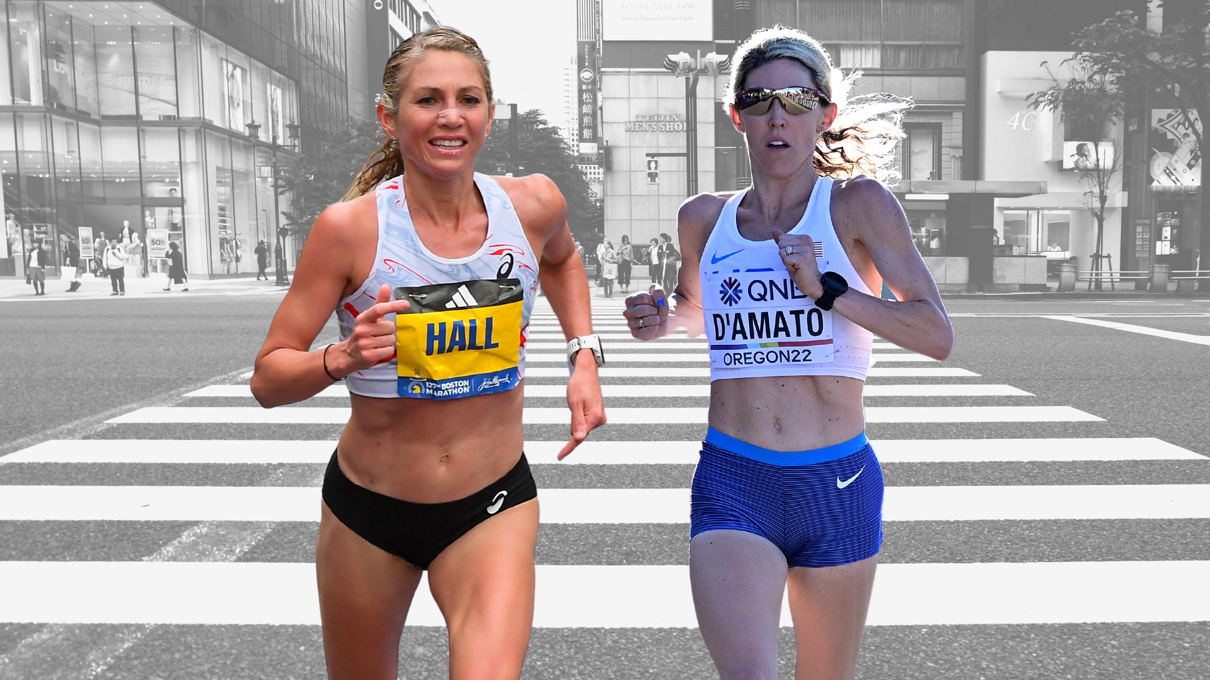 Sara Hall and Keira D'Amato boldly running forward