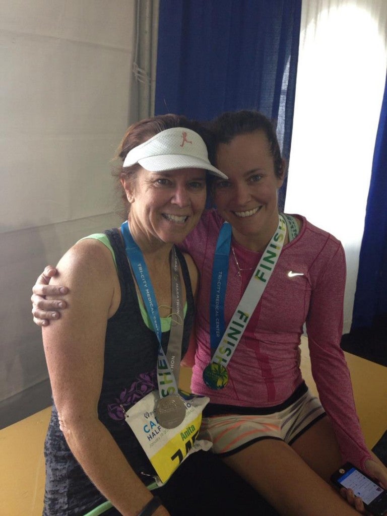 My mom and me, after we both ran our half-marathon PR at the 2014 Carlsbad Half Marathon.