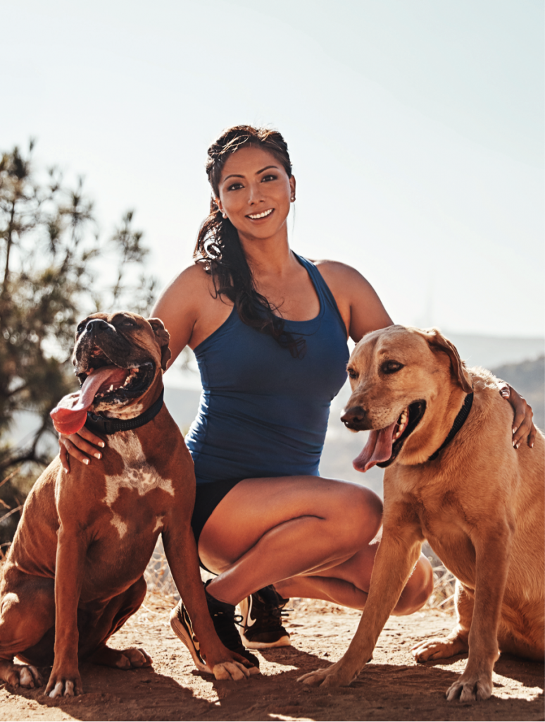 Nadia Ruiz often runs with Bruno and Max on trails in the mountains