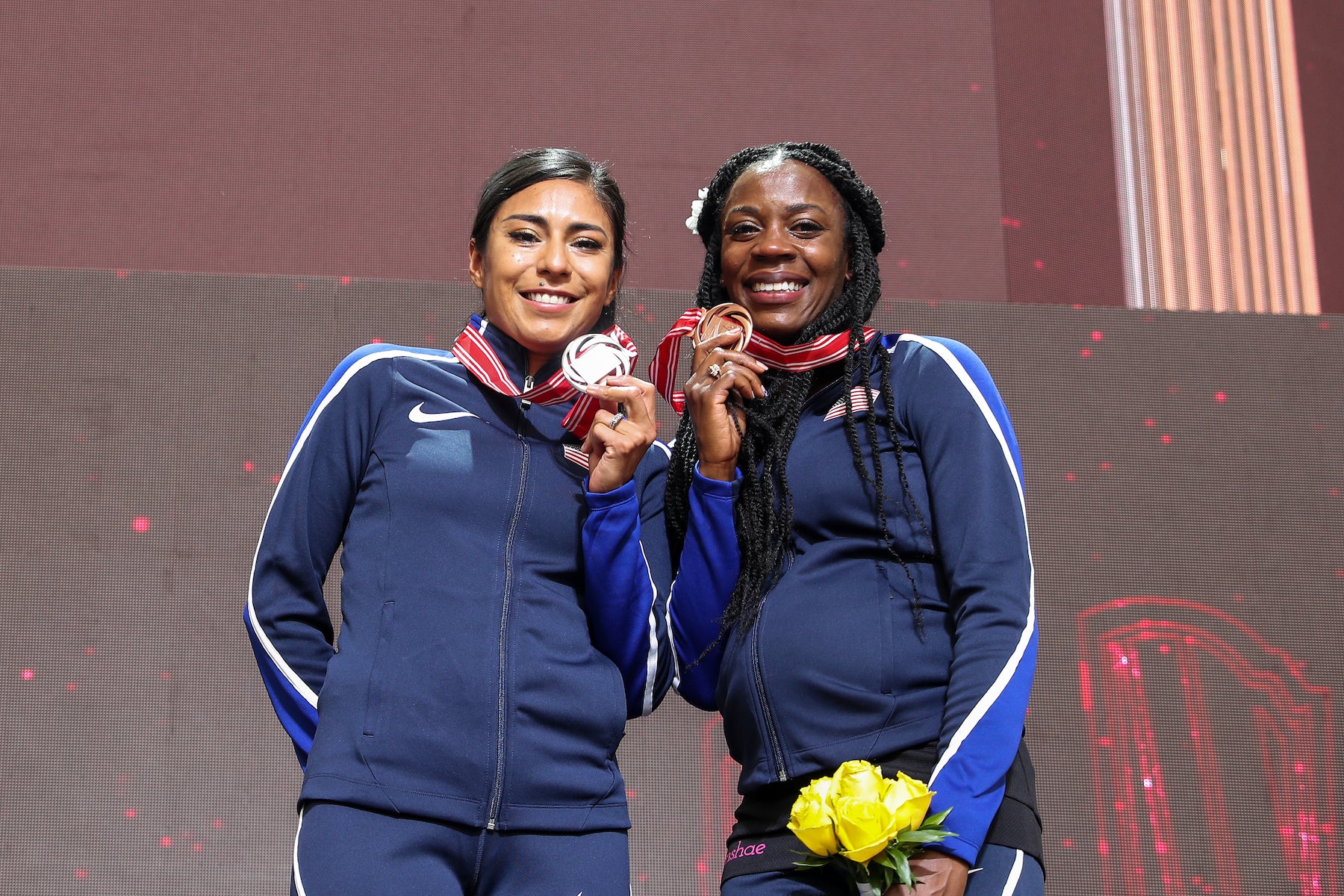 Brenda Martinez and Alysia Montaño at 2019 World Athletics Championships
